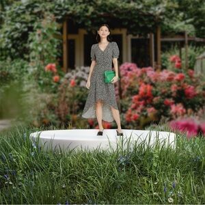 a new day Black, Green and White High Low Summer Dress